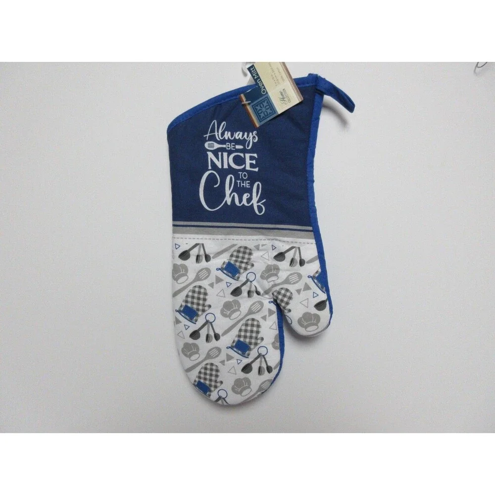 4Pc Set 1 Kitchen Towel & 2 Potholders&Oven Mitt “ALWAYS BE NICE TO THE CHEF